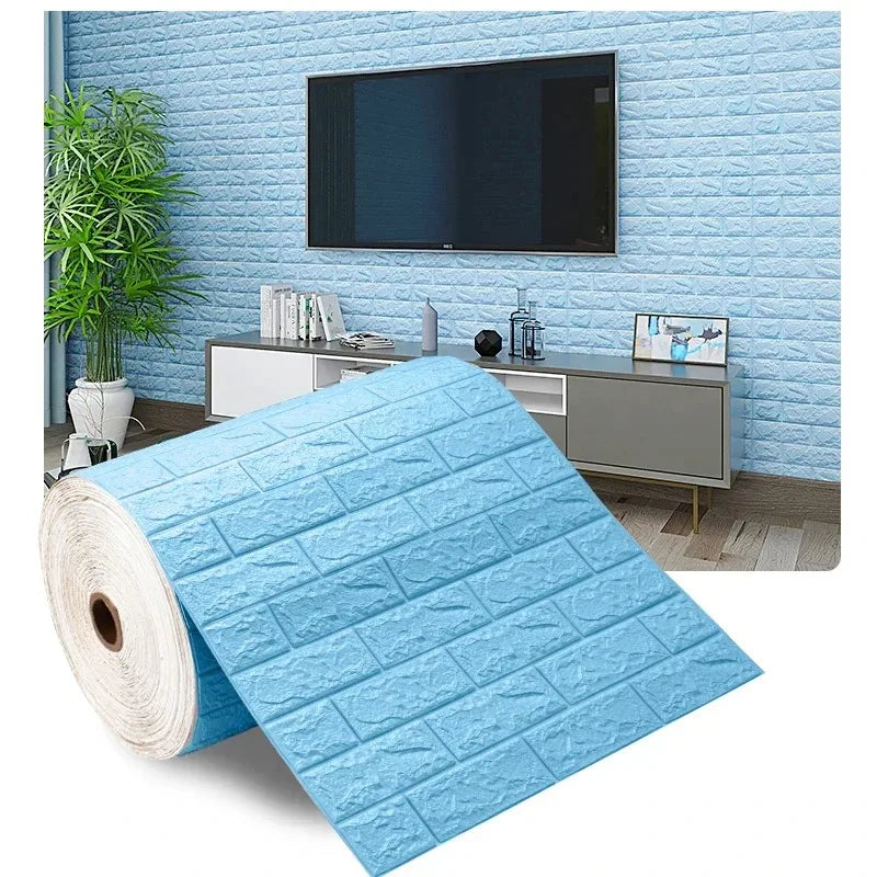 70cm × 10m Self-Adhesive 3D Brick Foam Wallpaper