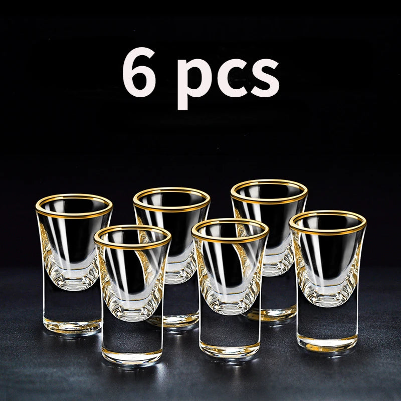 6-Piece Gold Rim Shot Glass Set