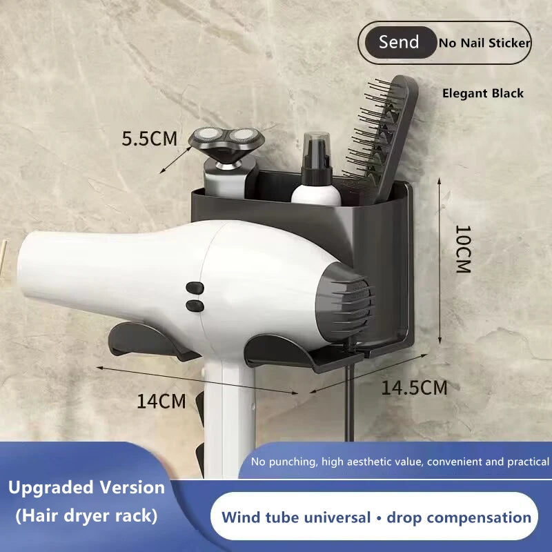 Wall-Mounted Hair Dryer Holder &amp; Organiser
