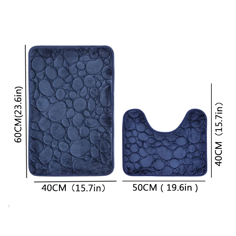 2-Piece U-Shaped Absorbent Bathroom Mat Set