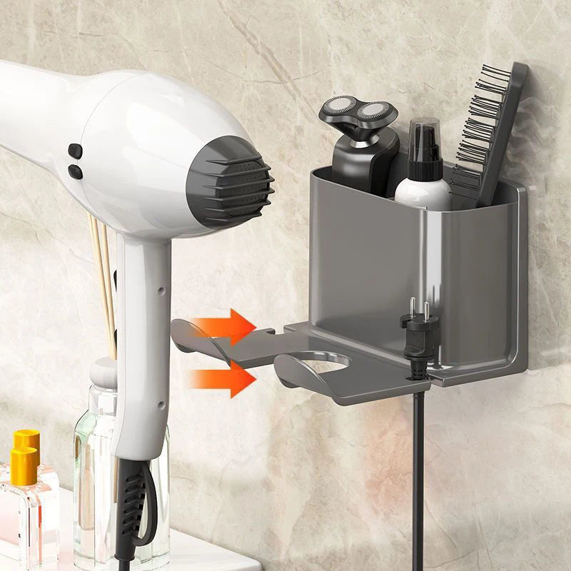 Wall-Mounted Hair Dryer Holder &amp; Organiser