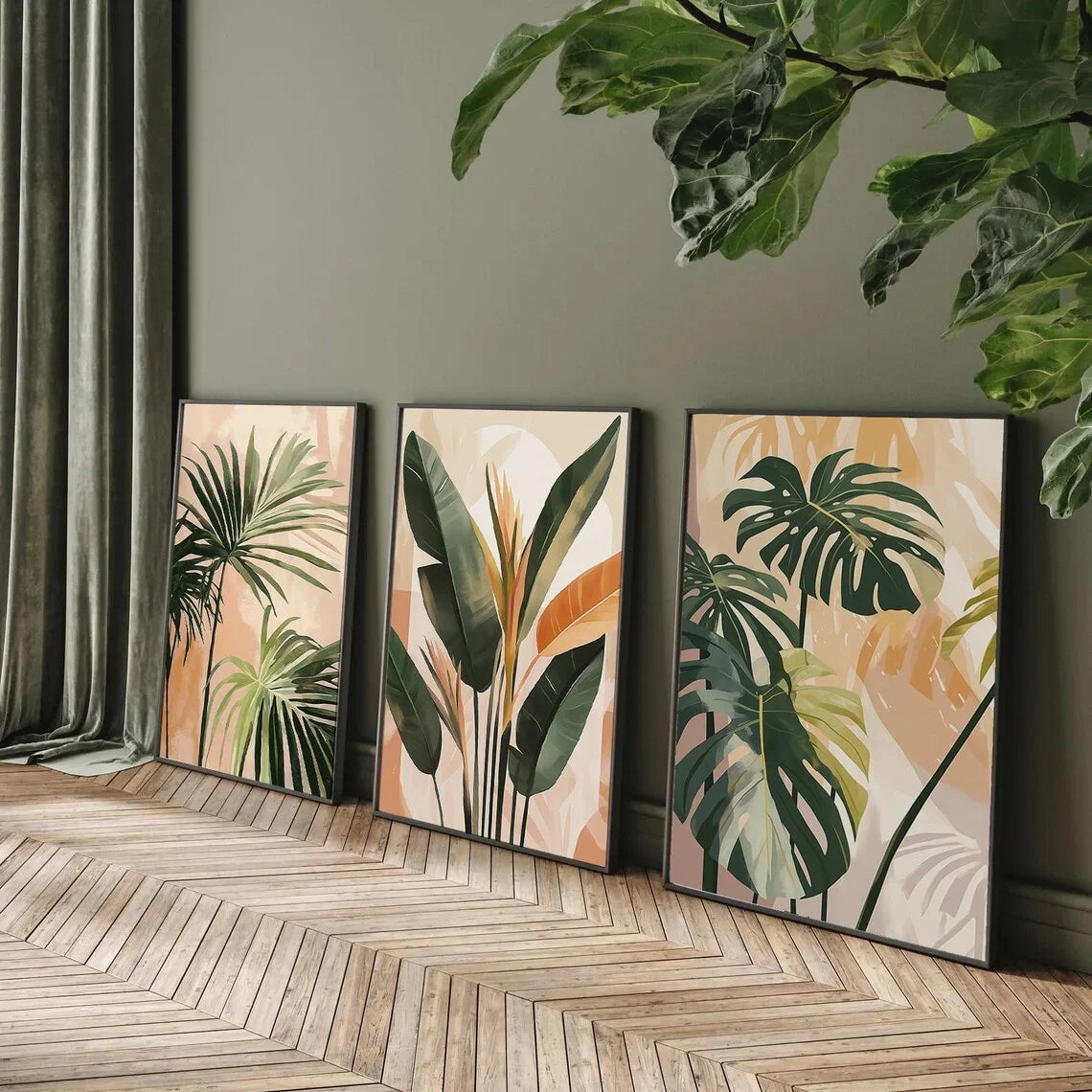 Retro Palm Tree Canvas Wall Art