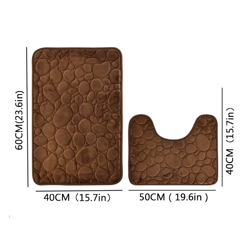 2-Piece U-Shaped Absorbent Bathroom Mat Set