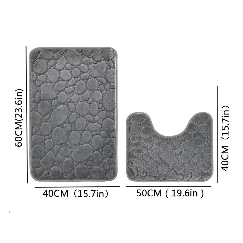 2-Piece U-Shaped Absorbent Bathroom Mat Set