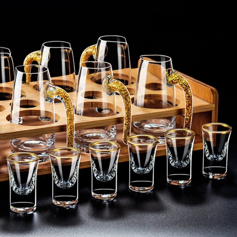 6-Piece Gold Rim Shot Glass Set