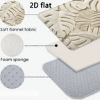 Beige Palm Leaf 3-Piece Bathroom Mat Set