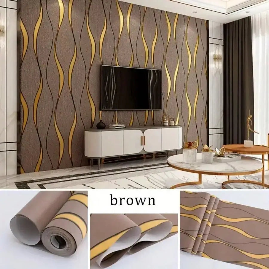 3D Brown Water Ripple Self-Adhesive Wallpaper