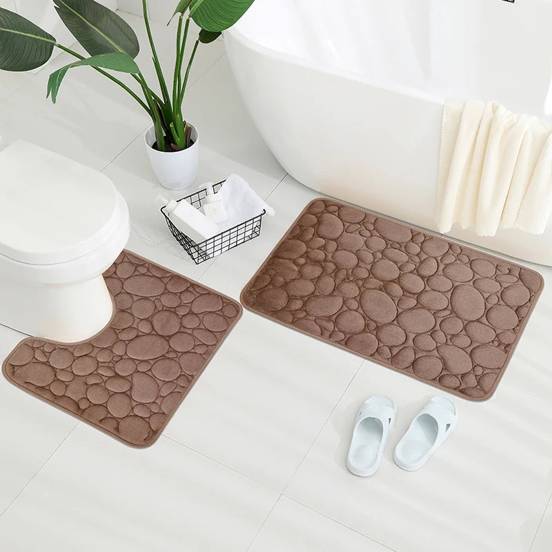 2-Piece U-Shaped Absorbent Bathroom Mat Set