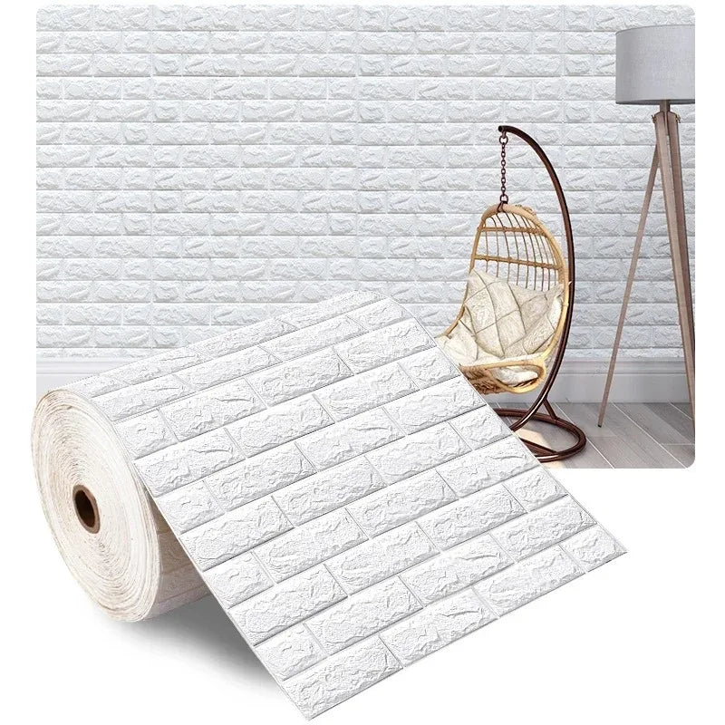 70cm × 10m Self-Adhesive 3D Brick Foam Wallpaper