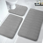 3Pcs Sets Bath Mats Non Slip Memory Foam Bathroom Soft Rugs Water Absorption Dry Fast Bath Mat Machine Washable For Home Floor