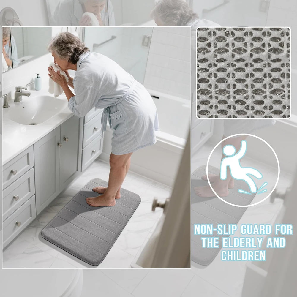 3Pcs Sets Bath Mats Non Slip Memory Foam Bathroom Soft Rugs Water Absorption Dry Fast Bath Mat Machine Washable For Home Floor