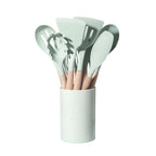 12-Piece Silicone Kitchen Utensil Set with Wooden Handles