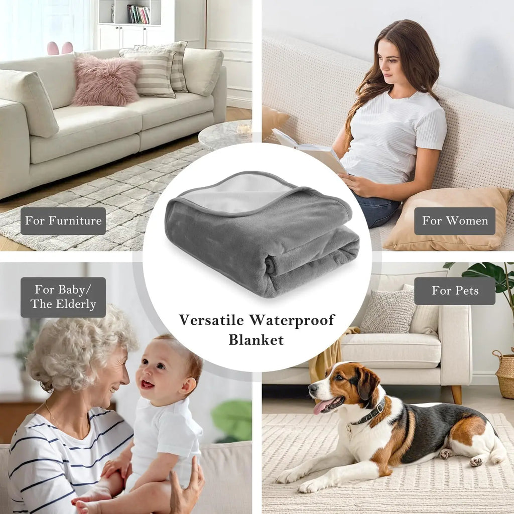 Waterproof Reversible Throw Blanket — 100 × 150cm