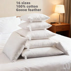 Cotton Goose Feather Cushion Pillow Assorted Sizes 80x80/70x70/60x60/55x55/50x50/45x45/40x40/50x90/50x75/50x70/50x65/45x70/40x60