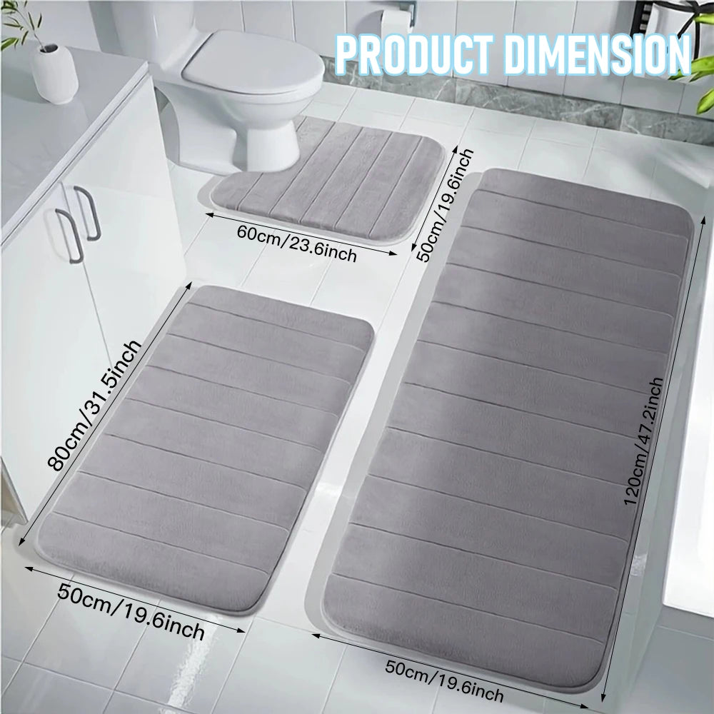 3Pcs Sets Bath Mats Non Slip Memory Foam Bathroom Soft Rugs Water Absorption Dry Fast Bath Mat Machine Washable For Home Floor