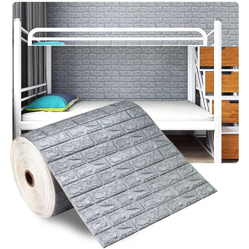 70cm × 10m Self-Adhesive 3D Brick Foam Wallpaper