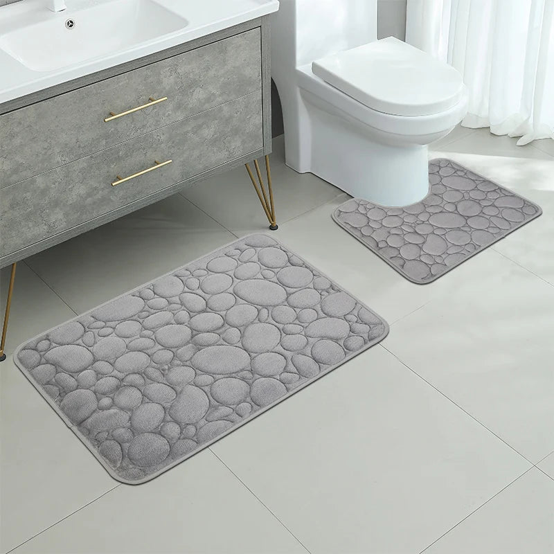 2-Piece U-Shaped Absorbent Bathroom Mat Set