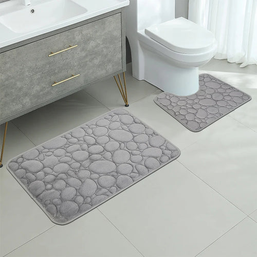2-Piece U-Shaped Absorbent Bathroom Mat Set