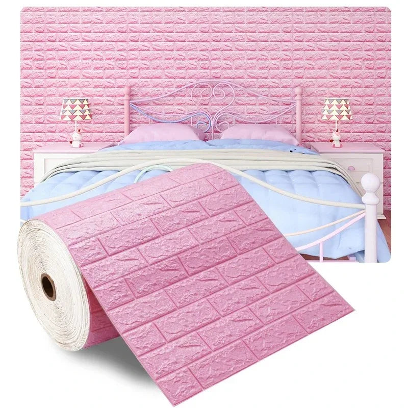70cm × 10m Self-Adhesive 3D Brick Foam Wallpaper