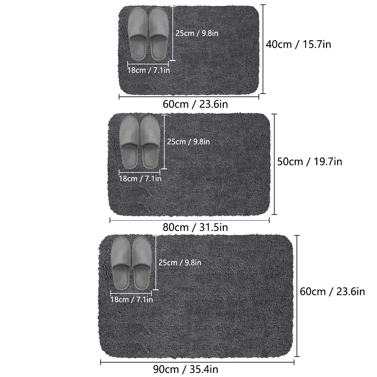 Long-Pile Absorbent Non-Slip Bathroom Mat