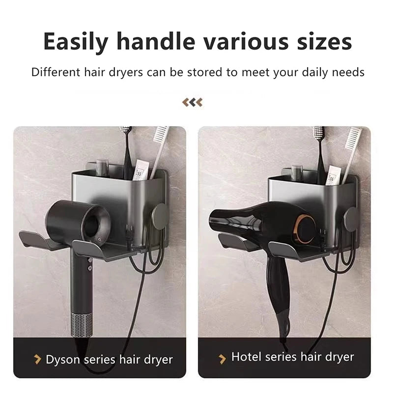 Wall-Mounted Hair Dryer Holder &amp; Organiser