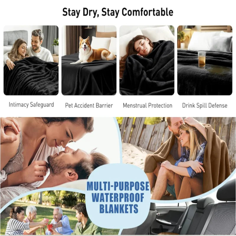 Waterproof Reversible Throw Blanket — 100 × 150cm