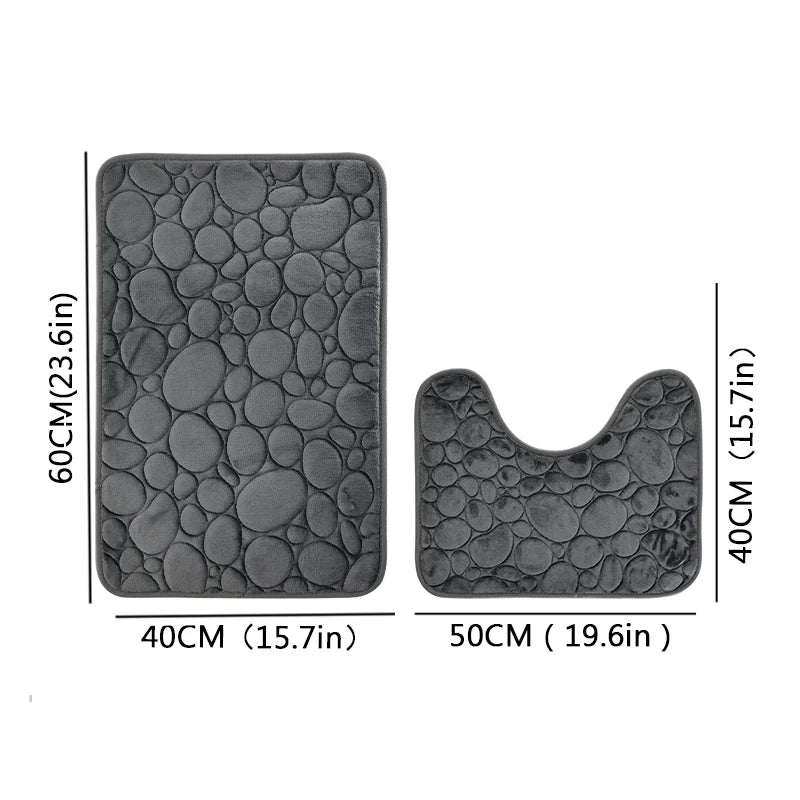 2-Piece U-Shaped Absorbent Bathroom Mat Set