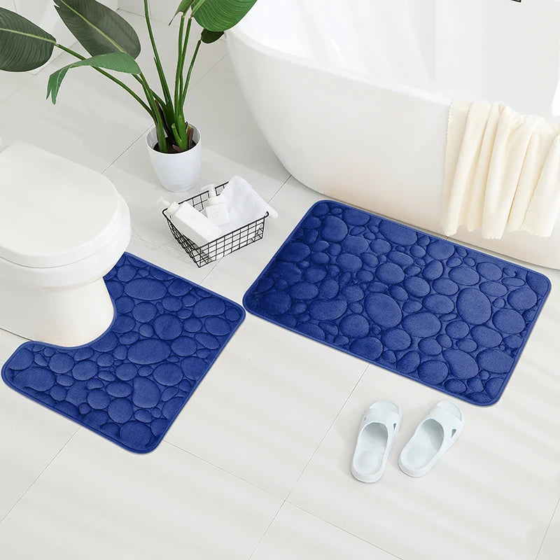 2-Piece U-Shaped Absorbent Bathroom Mat Set