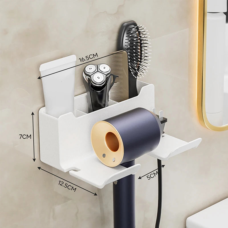 Wall-Mounted Hair Dryer Holder &amp; Organiser