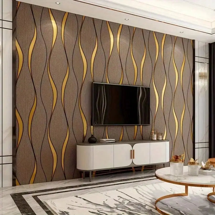 3D Brown Water Ripple Self-Adhesive Wallpaper