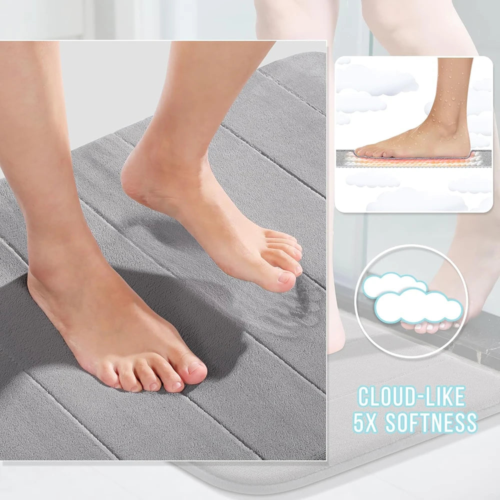 3Pcs Sets Bath Mats Non Slip Memory Foam Bathroom Soft Rugs Water Absorption Dry Fast Bath Mat Machine Washable For Home Floor