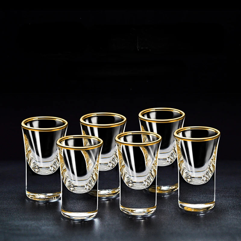 6-Piece Gold Rim Shot Glass Set