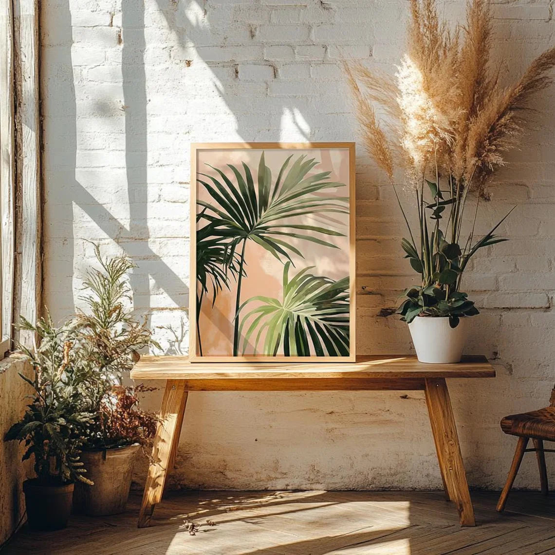 Retro Palm Tree Canvas Wall Art